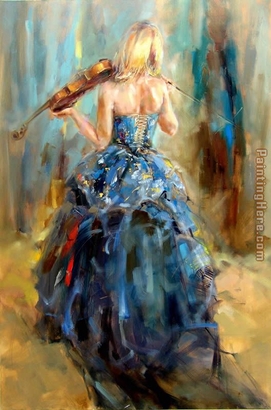 Dancing With a Violin 4 painting - Anna Razumovskaya Dancing With a Violin 4 art painting